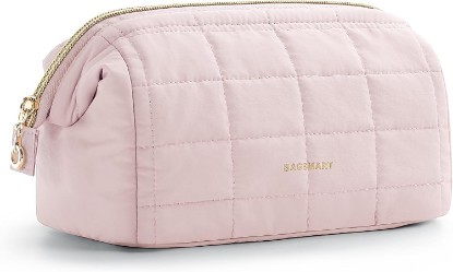 Picture of BAGSMART Makeup Bag Travel Toiletry Bag, Wide-open Zipper Pouch, Pink