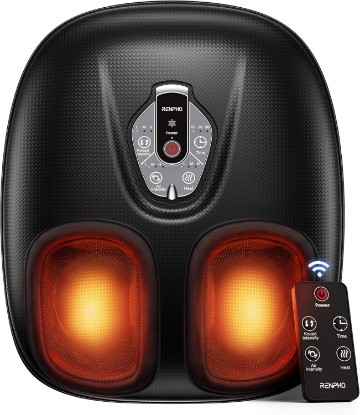 Picture of RENPHO Foot Massager with Heat, Birthday Gifts for Women, FSA Eligible HSA | Exclusive Pressure Monitoring Tech, Cordless Remote, 3 Heat & Compression Levels, NTC Temperature Control Tech, Up to Size 12 Global Recycled Standard