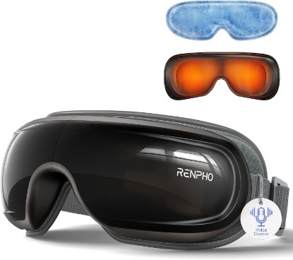Picture of RENPHO Eyeris 3 Eye Massager with Heat and Cooling, Massaging Eye Mask | Voice Control, Vibration & Compression Massager for Dry Eyes & Head Tension, FSA Eligible HSA, Gifts for Women & Men Global Recycled Standard