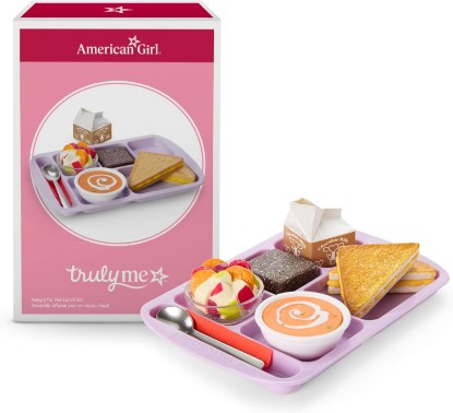Picture of American Girl Truly Me 18-inch Doll Hungry for Hot Lunch Playset with Sandwich, Soup, Fruit, and Brownie, For Ages 6+