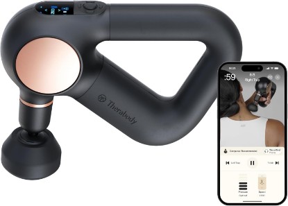 Picture of TheraGun Therabody Sense 1st Gen Percussion Massage Gun | Black | Gentle Percussive Massage With On-Screen Guided Routines to Relieve Pain, Ease Soreness, Reduce Stress & Improve Sleep