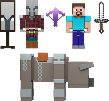Picture of Mattel Minecraft Village Raid Pack with 3 Action Figures & Accessories | 3.25-inch Scale Collectible Set Includes Steve​​​​, for Videogame Players & Kids (Amazon Exclusive)