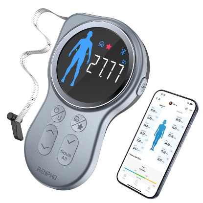 Picture of RENPHO Smart Tape Measure with Large Display, Bluetooth Body Measuring Tape with App for Weight Loss, Fitness Shape, Measure Circumference Length | Retractable Design, Tracks Waist, Hip, Bust & Arms, Gym Accessories, Workout Gifts with App for Weight Loss & Fitness Global Recycled Standard