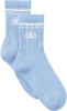 Picture of Alo Yoga Unisex Throwback Half-Crew Socks Seashell Blue/White Medium