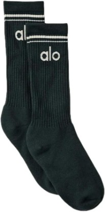Picture of Alo Retro Unisex Socks in Charcoal Green/Ivory by Alo Yoga