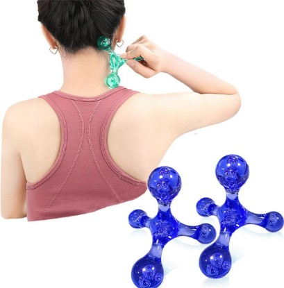 Picture of Trigger Point Massage Tools, 2 PCS 4 Point Manual Massager (Blue) | Deep Muscle Tissue Massage Tool, Handheld Palm Pressure Point Massage Tool, for Neck Shoulder Back Muscle Pain Relief
