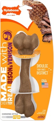Picture of Nylabone Strong Chew Femur Bone Dog Toy, Dog Bone for Aggressive Chewers | Dog bones for large dogs and strong chewers, long-lasting chew toy made with real bison & venison
