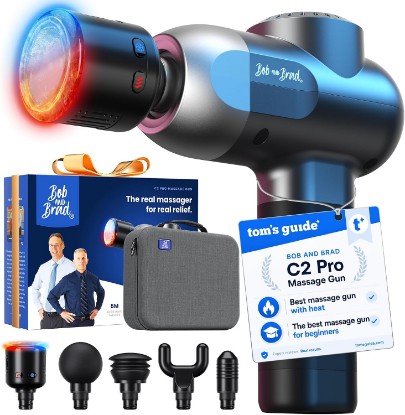 Picture of BOB AND BRAD C2 Pro Massage Gun with Heat and Cold Therapy, FSA Eligible & HSA Approved, PT-Developed Deep Tissue Back Massager for Athletes, Men & Women — Birthday & Holiday Gifts Global Recycled Standard ClimatePartner certified