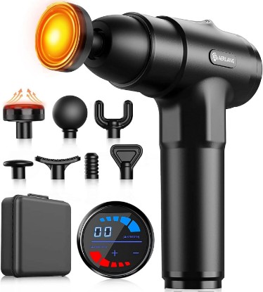Picture of Massage Gun with Heat Massager Deep Tissue Muscle Massager Gifts for Men | Back Massager for Athletes for Pain Relief Percussion Handheld Massage Gun Birthday Gifts for Him 7Heads&Silent Carrying case Global Recycled Standard