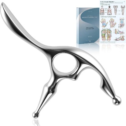 Picture of Rena Chris Trigger Point Massage Tool, Muscle Scraper Tool for Deep Tissue Pain Relief & Fascia Release, Gua Sha & Acupressure Tool with Travel Pouch & Guide