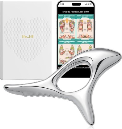Picture of lifechill Trigger Point Massage Tools Pain Relief Deep Tissue, FSA Eligible | Metal Gua Sha Fascia Release Tools, Muscle Scraper Acupressure Tool for Pressure Point Massage, Lymphatic Drainage Massager