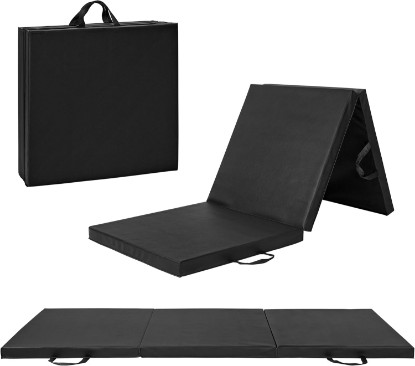 Picture of CAP Barbell Folding Exercise Mat – Durable, Anti-Tear, Thick Padding for Fitness, Aerobics, Gymnastics & Home Workouts. 72"L x 24"W x 2"Thick. BLACK