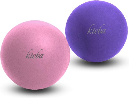 Picture of Kieba Massage Lacrosse Balls for Myofascial Release, Trigger Point Therapy, Muscle Knots, and Yoga Therapy. Set of 2 Firm Balls (Pink and Purple)