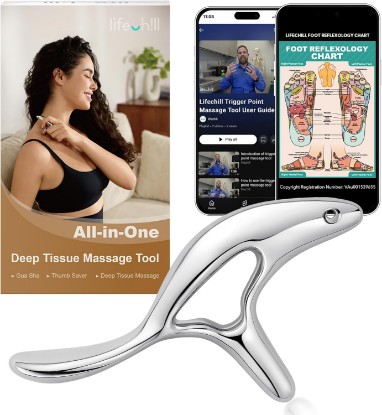 Picture of lifechill Trigger Point Massage Tool for Pain Relief Deep Tissue & Gua Sha, HSA Fascia Release Tools for Full Body, FSA Eligible Items Muscle Scraper Acupressure Tool TMJ Relief, Thumb Saver Neck Foot