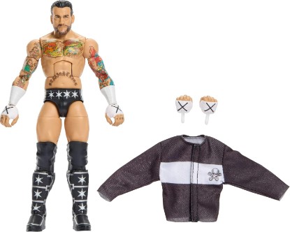 Picture of Mattel WWE Elite Action Figure & Accessories, Series #124 Set, 6-inch Collectible CM Punk with 25 Articulation Points & Swappable Hands