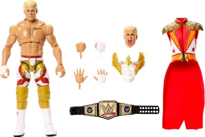 Picture of Mattel WWE Ultimate Edition Action Figure & Accessories Set, Cody Rhodes 6-inch Collectible with Swappable Heads & Hands, 30 Articulation Points
