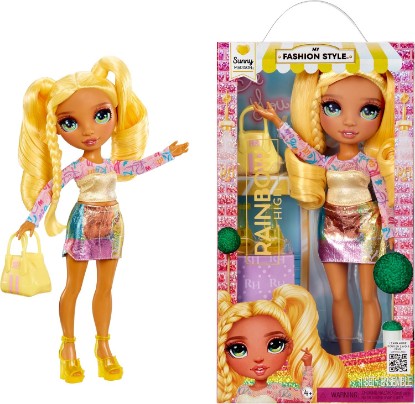 Picture of Rainbow High My Fashion Style Sunny, Yellow 11" Fashion Doll with Statement Outfit, Stylish Handbag, Great Toy Gift for Girls Kids Ages 4-12 Years