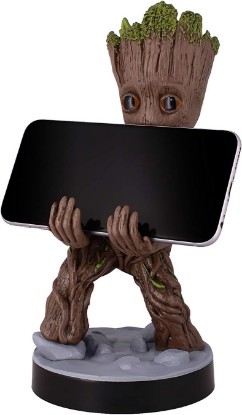 Picture of Exquisite Gaming: Guardians of The Galaxy: Toddler Groot - Original Mobile Phone & Gaming Controller Holder, Device Stand, Cable Guys, Marvel Licensed Figure, Black | 8.5 Inch Heavy Duty PVC Statue Stand, Compatible with PS5, Xbox Series X/S and iPhone, Guardians of The Galaxy Merchandise
