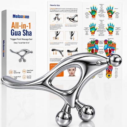 Picture of Melonsun Trigger Point Massage Tool for Pain Relief, Deep Tissue & Gua Sha, HSA Eligible Fascia Release Tool, FSA Eligible Muscle Scraper Acupressure Tool for TMJ, Full-Body Massage & Therapists