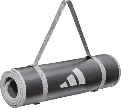 Picture of adidas 10mm Extra Thick Training Mat with Carrying Strap and Non-Slip Textured Base - Cushioned Workout Mat for Home Gym, Floor Workouts, and Intense Exercises - Portable and Durable