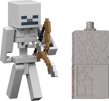 Picture of Mattel Minecraft Toys, Skeleton Action Figure with Accessory & Redstone Building Piece, 3.25-inch Scale Collectible Set Inspired by Video Game