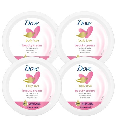 Picture of Dove Nourishing Body Care, Face, Hand, and Body Beauty Cream for Normal to Dry Skin Lotion for Women with 24-Hour Moisturization, 4-Pack, 2.53 Oz Each Jar