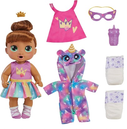 Picture of Baby Alive Super BFF Sophia Sparkle Brown Hair Dress Up Baby Doll Playset, 11 Inches, Toys for 3 Year Old Girls & Boys & Up (Amazon Exclusive)