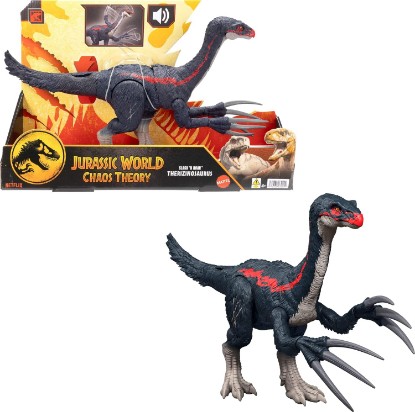 Picture of Mattel Jurassic World Chaos Theory Slash N Roar Therizinosaurus Dinosaur Action Figure Toy, Attack Claws & Sound, Digital Play