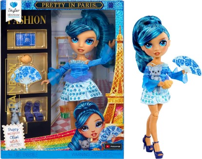 Picture of Rainbow High Pretty in Paris Fashion - Skyler Bradshaw (Blue), Rainbow 11" Fashion Doll with Outfit, Stylish Handbag, Girls Toy Gift for Kids Ages 4-12 Years