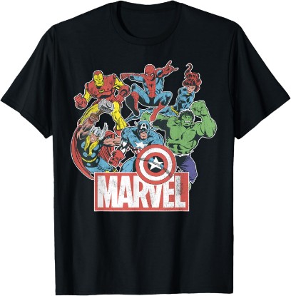 Picture of Marvel Avengers Team Retro Comic Vintage Graphic T-Shirt Small