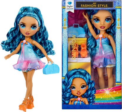 Picture of Rainbow High My Fashion Style Skyler, Blue 11" Fashion Doll with Statement Outfit, Stylish Handbag, Great Toy Gift for Girls Kids Ages 4-12 Years