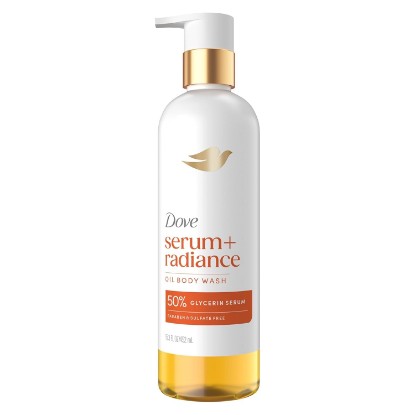 Picture of Dove Serum+ Radiance Oil Body Wash, Jojoba & Monoi Flower, 15.3 fl oz | Hydrating shower oil body wash with glycerin serum for soft, radiant skin without greasy residue.