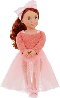 Picture of Our Generation 18-Inch Ballerina Doll Aubrie in Ballet Outfit Set, Dolls | 18-inch ballerina doll with blue eyes that open and close, wavy red hair, ballet outfit, and mix-and-match play, 5+ Years