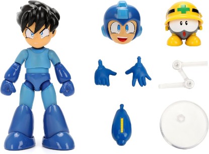 Picture of Jada Toys Mega Man Wave 3 Action Figure with Neo Metal Figure 1:12 Deluxe Scale 6" Tall, Fully Articulated, Collector Packaging | Megaman 4 Inch Action Figure 1/12 Scale Wave 3 - No Helmet Mega Man with Neo Metal