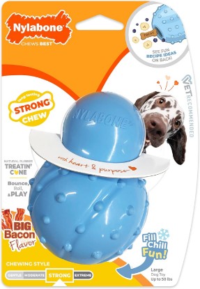 Picture of Nylabone Strong Chew Rubber Stuffable Cone Treat Toy, Bacon Flavor, Large | Durable rubber dog toys, long lasting, durable material, encourages healthy chewing, helps clean teeth, for dogs up to 50 lbs