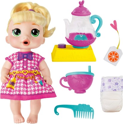 Picture of Baby Alive Bubbly Tea Party LaLa GooGoo Doll with Teapot Accessories, Blonde Hair, 11 Inches, Toys for 3 Year Old Girls and Boys & Up