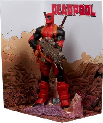 Picture of McFarlane Toys- Marvel Deadpool 1:6th Scale Collectible with Scene & Comic (Deadpool #1) | Marvel Collectible 12 Inch Statue Figure 1/6 Scale Posed Scene - Deadpool Red Suit #1