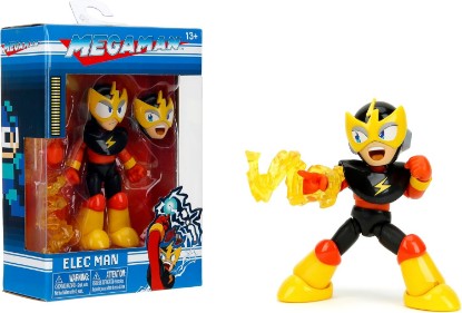 Picture of Jada Toys Mega Man 4" Elec Man - 1:12 Scale Action Figure, Wave 2 – Over 15 Points of Articulation, Alternate Hands & Head, Lightning Bolt Accessory | Megaman 4 Inch Action Figure 1/12 Scale Wave 2 - Elec Man