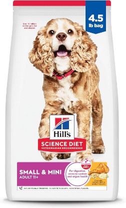 Picture of Hill's Science Diet Senior 11+ Small & Mini Dry Dog Food | #1 Veterinarian Recommended, Chicken, Brown Rice, & Barley, 4.5 lb. Bag