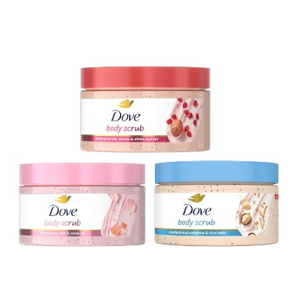 Picture of Dove Mixed Body Scub Trial Pack 3 Pack for Women 3.5 oz | For Visibly Silky-Smooth, Nourished Skin