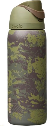 Picture of Owala FreeSip Stainless Steel Water Bottle 32 oz Roughin It | Camo Print Design, Insulated, Flip-Top Lid, Built-In Straw, Carry Loop Handle