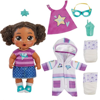 Picture of Baby Alive Super BFF Tilly Tinker Black Hair Dress Up Baby Doll Playset, 11 Inches, Toys for 3 Year Old Girls & Boys & Up (Amazon Exclusive)