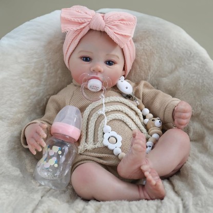Picture of WOOROY Realistic Reborn Baby Dolls - 18 Inch Lifelike Newborn Baby Girl, Real Life Baby Dolls with Soft Weighted Body, Real Baby Reborn Gift Set for Kids Age 3