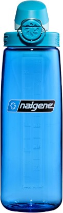 Picture of Nalgene 24 oz On The Fly Lock-Top Water Bottle, Slate Blue w/Glacial | Easy Chug Cap with Locking Lid, Cup Holder Size, BPA-Free, Durable & Leak Proof, Slim Travel Bottle for School & Sports