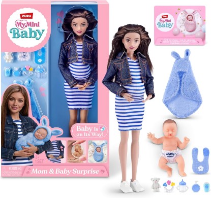 Picture of MY MINI Mom & Baby Surprise (Maria) By ZURU | mini pregnancy doll toy with newborn baby accessories, realistic nurturing play, collect all 3, play & display, kids gifts