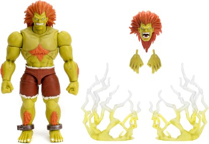 Picture of Jada Toys Street Fighter Blanka Figure (19 cm) - Movable Collectible and Action Figure from Street Fighter 2: The Final Challengers, with Alternative Head, Hands and Accessories, from 13 Years