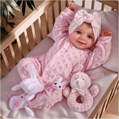 Picture of BABESIDE Reborn Baby Dolls Sunny - 17 Inch Cute Realistic Baby Doll | Soft Cloth Body, Poseable Real Life Baby Dolls with Bottle and Accessories for 3+ Years Old Girl Gifts, Pretend Play Global Recycled Standard
