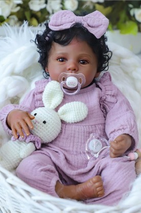 Picture of WOOROY Realistic Reborn Baby Dolls Black Girl – 18 Inch African American Newborn Doll, Lifelike Real Life Handcrafted Soft Cloth Body with Accessories Gift Set for Kids Age 3+