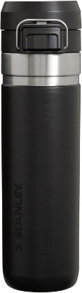 Picture of STANLEY Quick Flip GO Bottle, 24 oz, Black 2.0 | Push Button Lid | Packable for Travel and Sports | Leakproof Water Bottle | Insulated Stainless Steel | BPA-Free