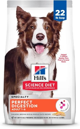 Picture of Hill's Science Diet Adult 1-6 Perfect Digestion Dry Dog Food | #1 Veterinarian Recommended, Salmon, Whole Oats, & Brown Rice, 22 lb. Bag